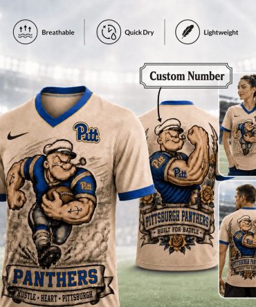 Pittsburgh Panthers , Premium Ncaa Popeye Vintage Tattoo 3D T-Shirt Bk