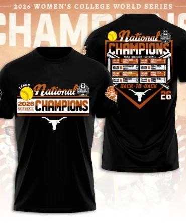 Texas Longhorns Ncaa Women Softball Champions 2026 3D Apparel