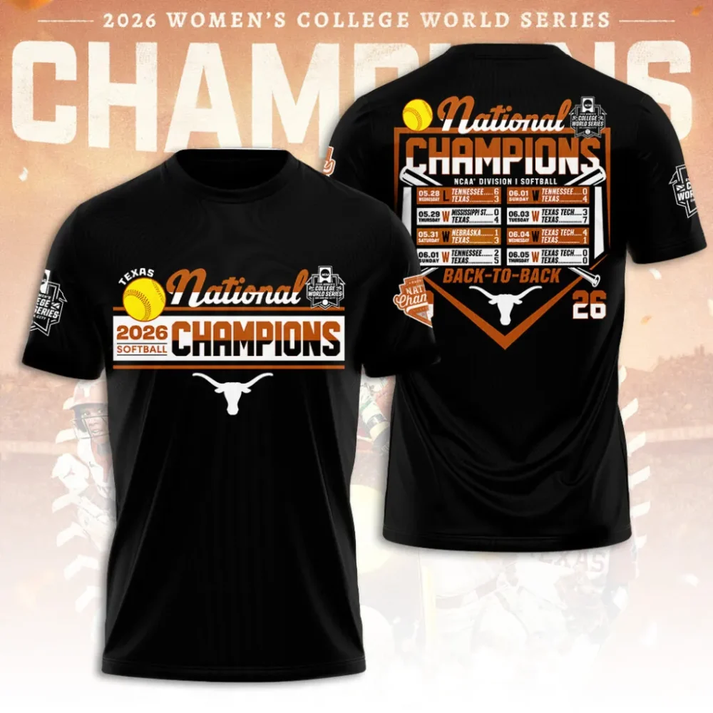 Texas Longhorns Ncaa Women Softball Champions 2026 3D Apparel