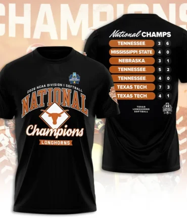 Texas Longhorns Ncaa Women Softball Champions 2026 3D Apparel