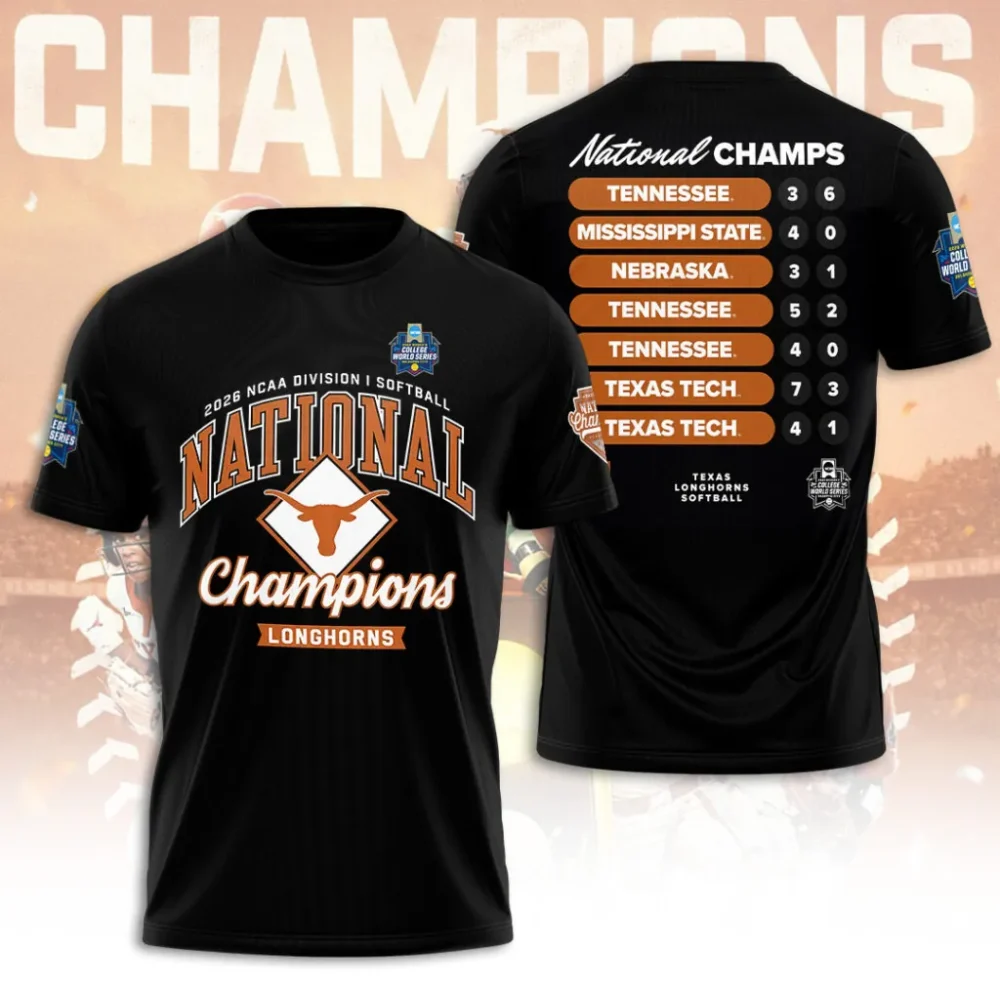 Texas Longhorns Ncaa Women Softball Champions 2026 3D Apparel