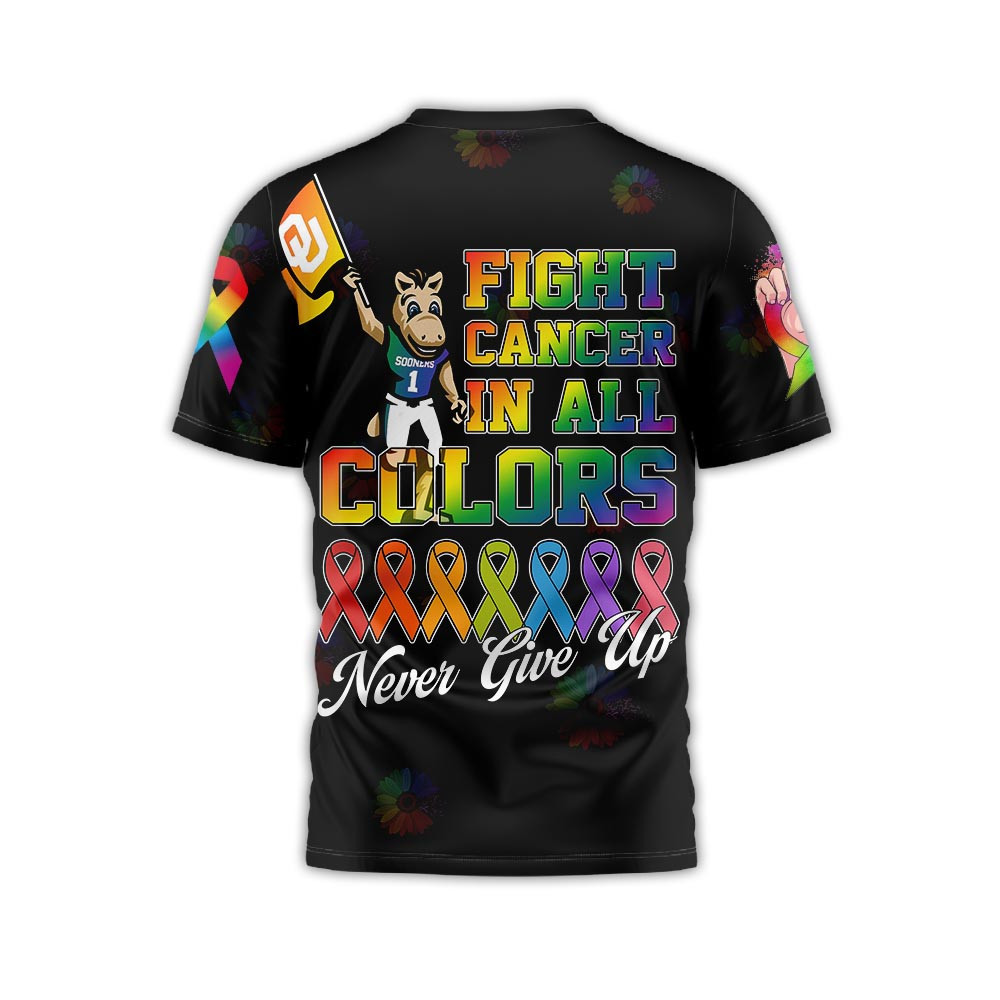 Oklahoma Sooners , Premium Ncaa Fight Cancer In All Colors 3D Shirt Mm