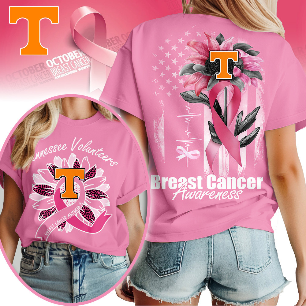 Tennessee Volunteers , Premium Ncaa Breast Cancer Sunflowers 3D Shirt Hi