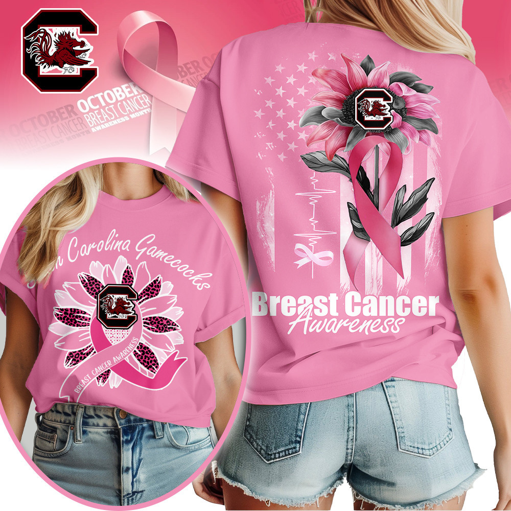 South Carolina Gamecocks , Premium Ncaa Breast Cancer Sunflowers 3D Shirt Hi