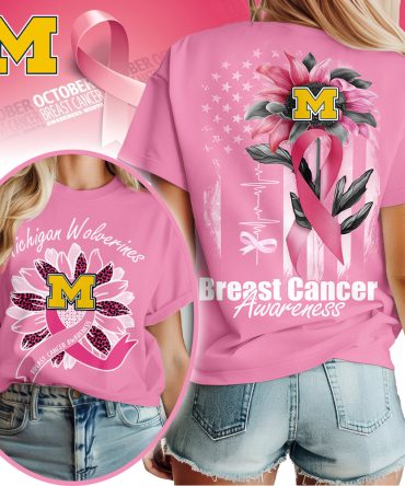 Michigan Wolverines , Premium Ncaa Breast Cancer Sunflowers 3D Shirt Hi