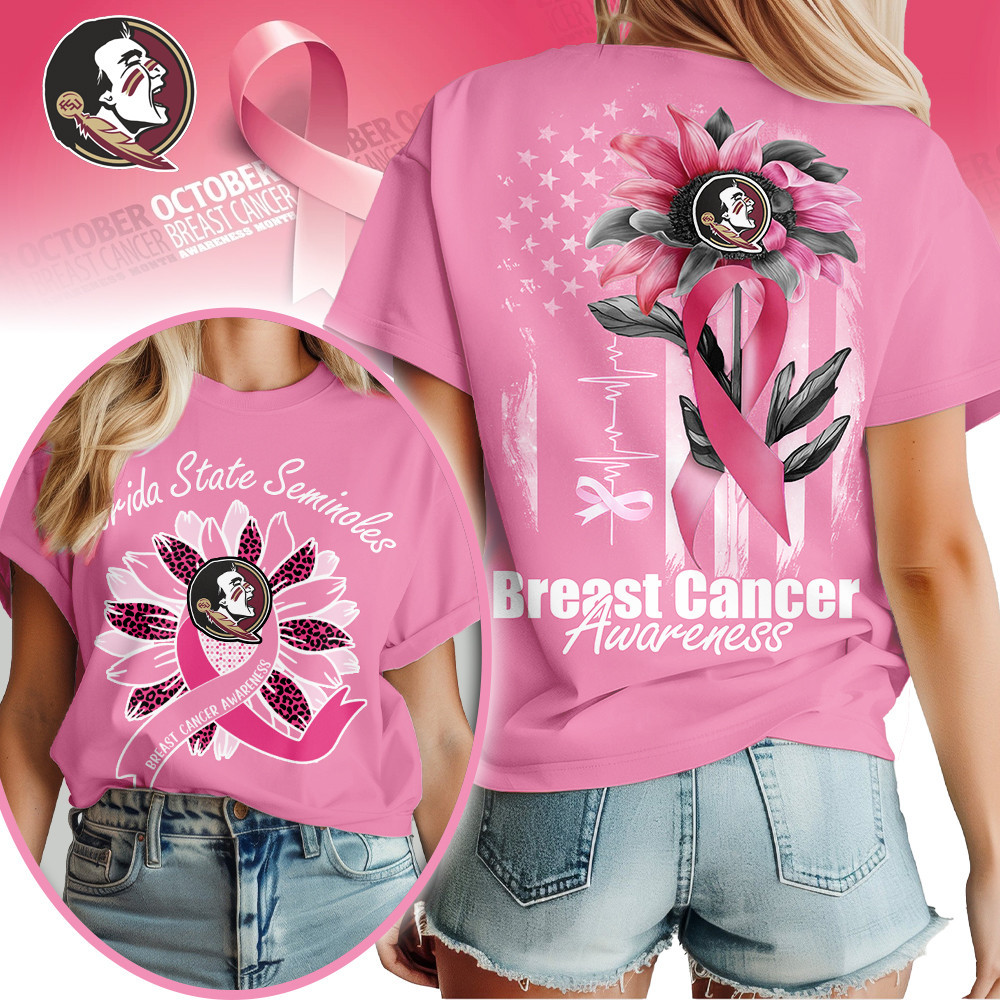 Florida State Seminoles , Premium Ncaa Breast Cancer Sunflowers 3D Shirt Hi