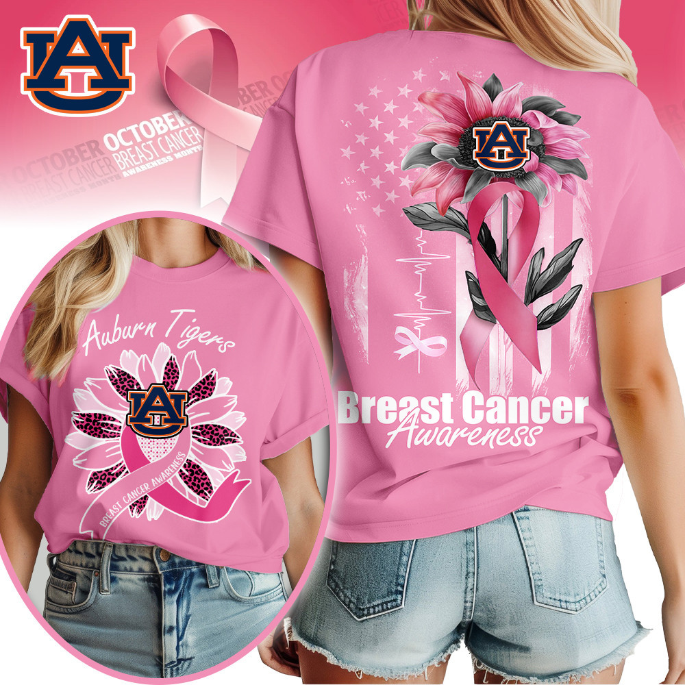 Auburn Tigers , Premium Ncaa Breast Cancer Sunflowers 3D Shirt Hi