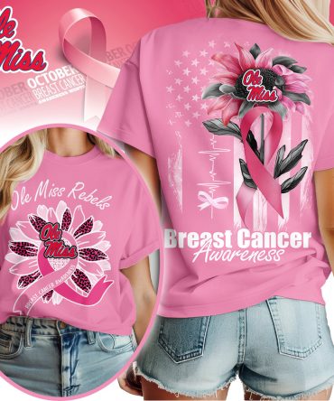 Ole Miss Rebels , Premium Ncaa Breast Cancer Sunflowers 3D Shirt Hi