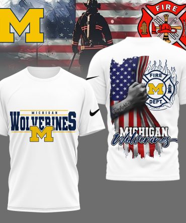 Michigan Wolverines , Premium Ncaa Firefighter American Flag Shirt Hi