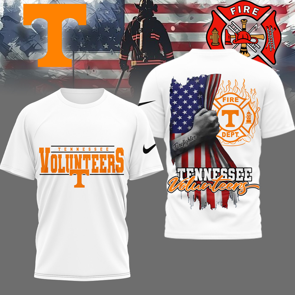 Tennessee Volunteers , Premium Ncaa Firefighter American Flag Shirt Hi