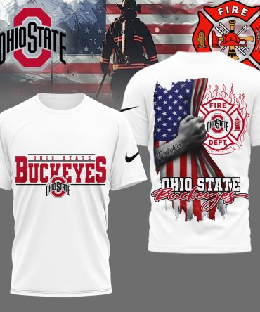 Ohio State Buckeyes , Premium Ncaa Firefighter American Flag Shirt Hi