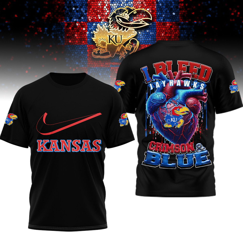 Kansas Jayhawks , Premium Ncaa I Bleed 3D Shirt Hi
