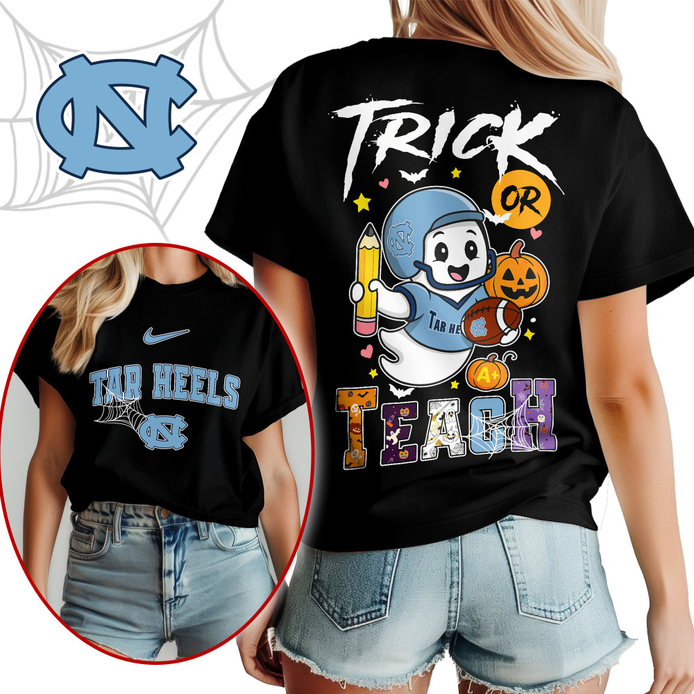 North Carolina Tar Heels , Premium Ncaa Halloween Trick Or Teach Unisex Shirt Ny