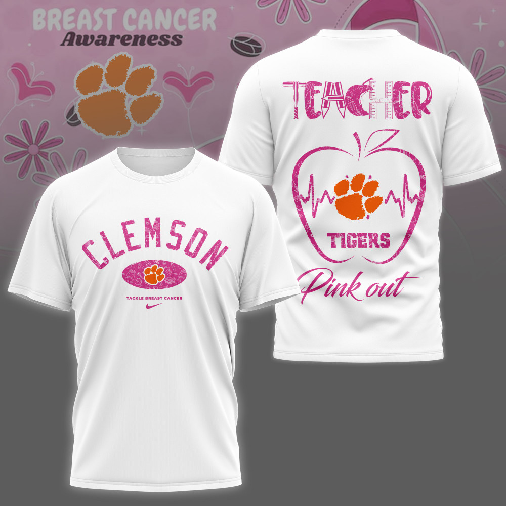 Clemson Tigers , Premium Ncaa Teacher Tackle Breast Cancer Shirt Ny
