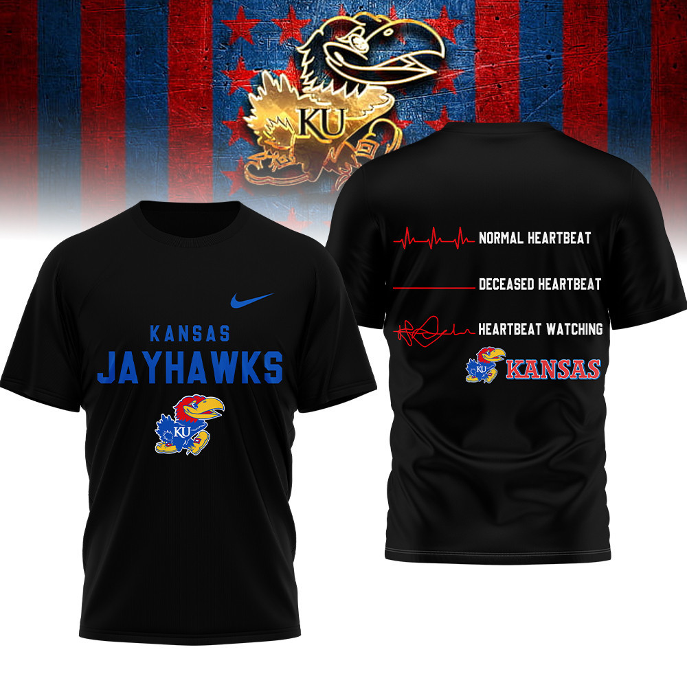 Kansas Jayhawks , Premium Ncaa Heartbeat Of True Fan 3D Shirt Hi