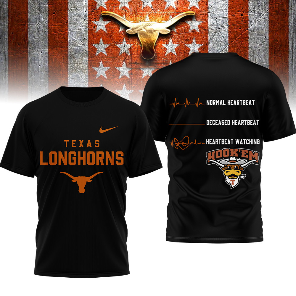 Texas Longhorns , Premium Ncaa Heartbeat Of True Fan 3D Shirt Hi