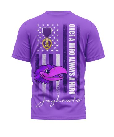 Kansas Jayhawks , Premium Ncaa  Purple Heart Day 3D Shirt Hi