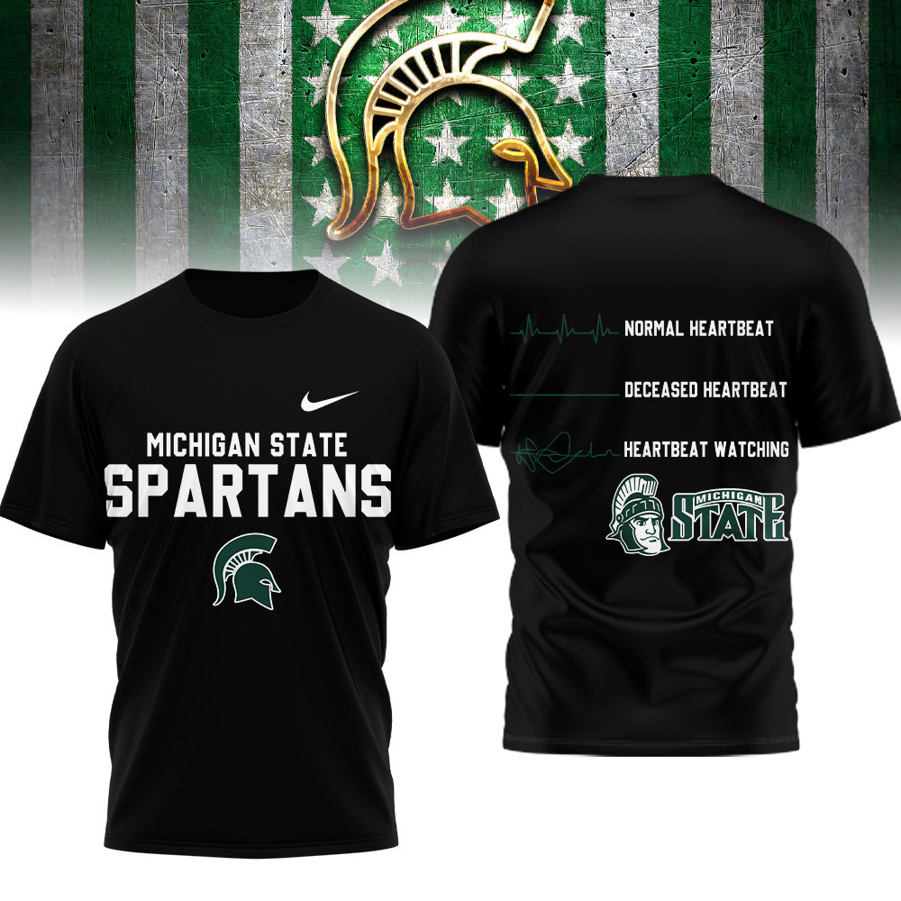 Michigan State Spartans , Premium Ncaa Heartbeat Of True Fan 3D Shirt Hi