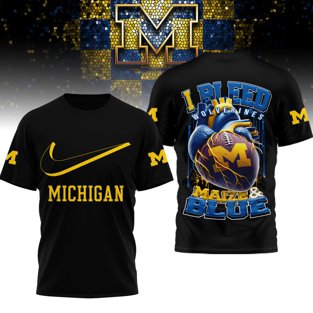 Michigan Wolverines , Premium Ncaa I Bleed 3D Shirt Hi