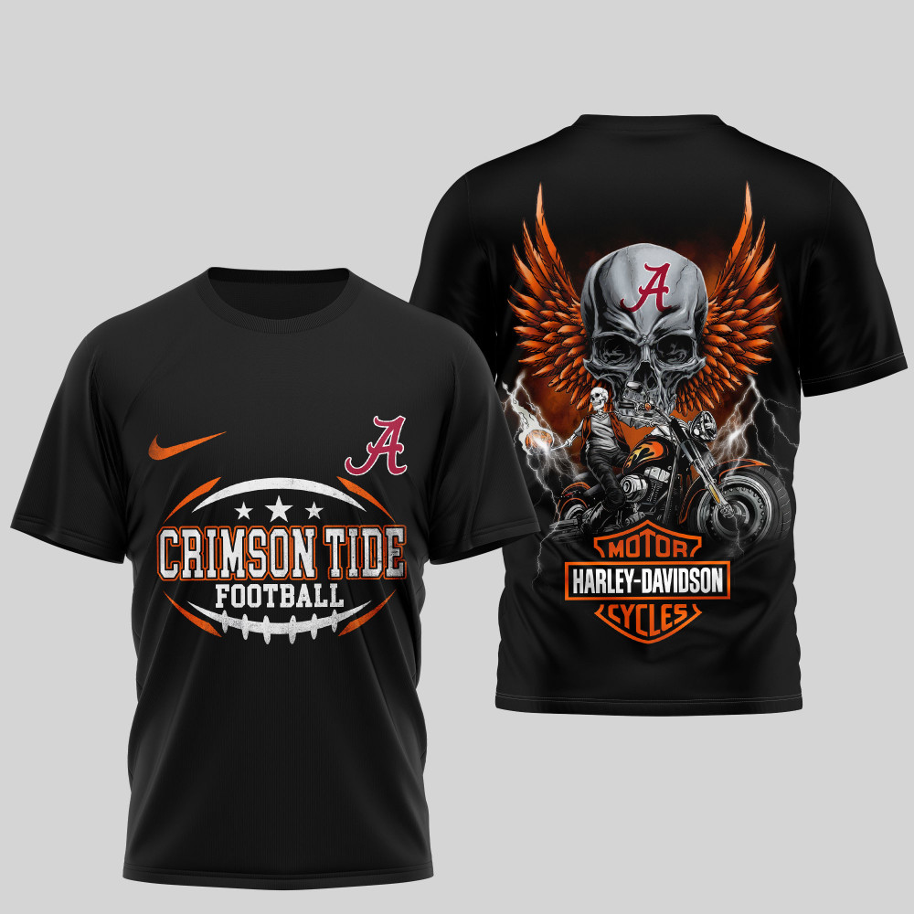 Alabama Crimson Tide , Premium Ncaa Harley Davidson 3D Shirt Td