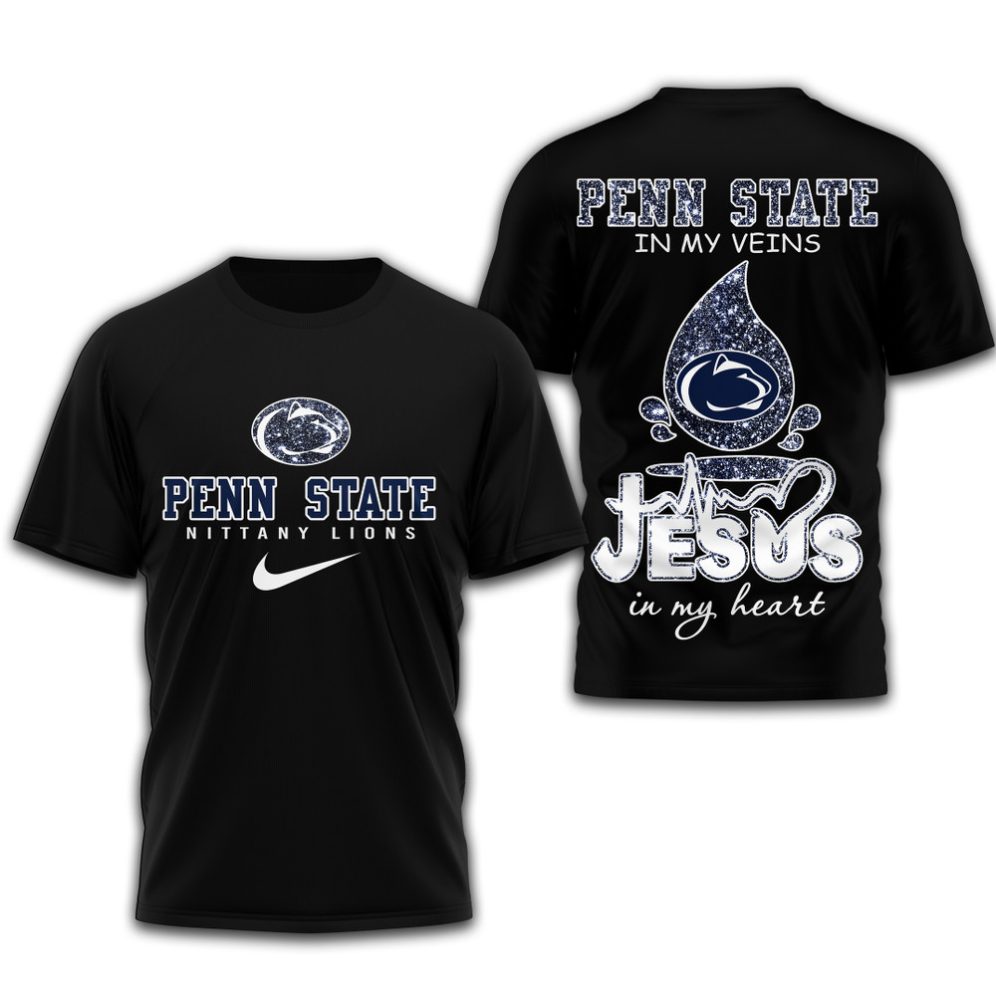 Penn State Nittany Lions , Premium Jesus In My Heart 3D Shirt Td