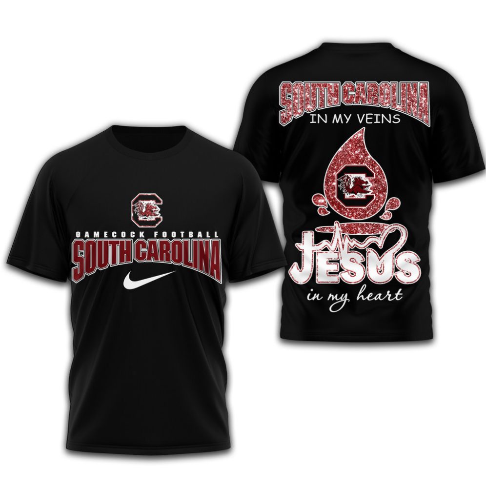 South Carolina Gamecocks , Premium Jesus In My Heart 3D Shirt Td