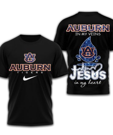 Auburn Tigers , Premium Jesus In My Heart 3D Shirt Td