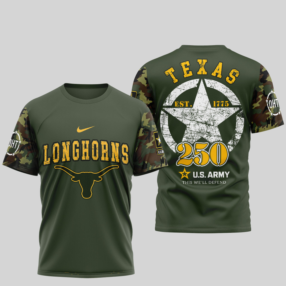Texas Longhorns , Premium U.S.Army 3D Shirt Td