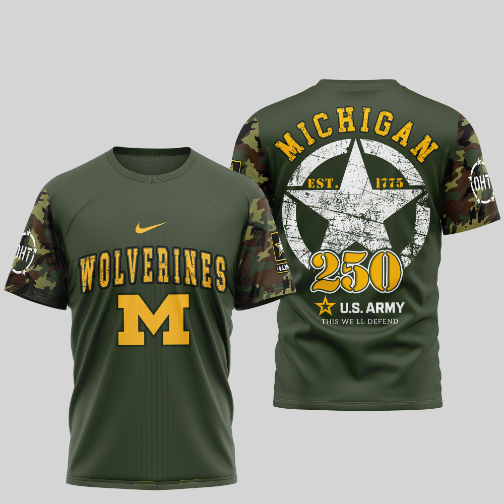 Michigan Wolverines , Premium U.S.Army 3D Shirt Td