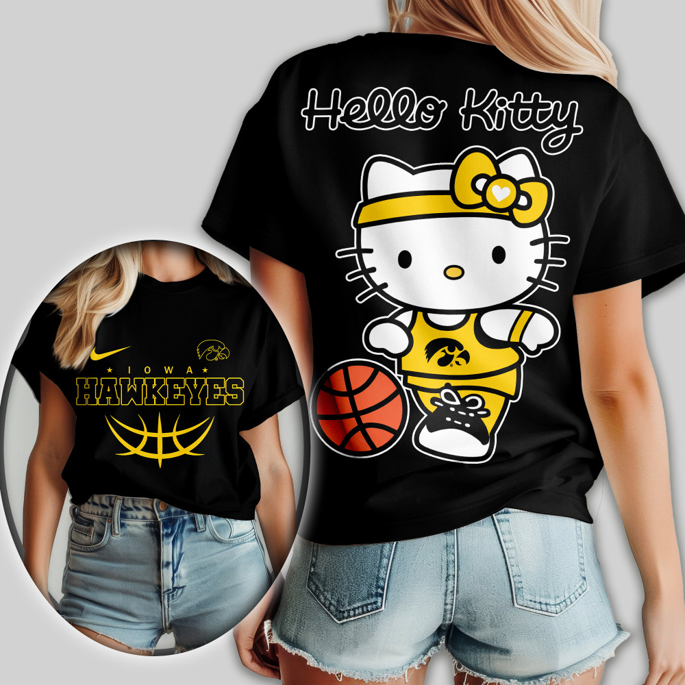 Iowa Hawkeyes , Premium Ncaa Hello Kitty Basketball Women Shirt Td