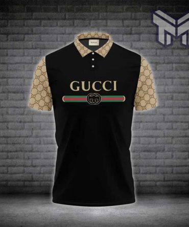 Gucci Polo Shirt, Gucci Beige Black Premium Polo Shirt For Men