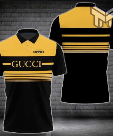 Gucci Polo Shirt, Gucci Yellow Black Premium Polo Shirt For Men