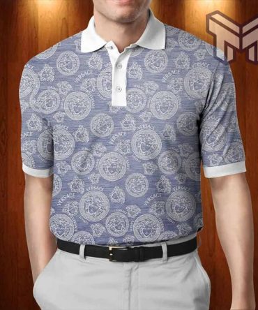 Versace Polo Shirt, Gianni Versace Medusa Purple Premium Polo Shirt For Men