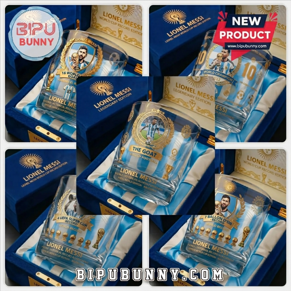 Lionel Messi Argentina World Cup Record Hat Trick Algeria Crystal Whiskey Glass