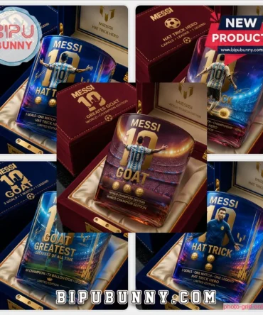 Lionel Messi Goat World Champion Hat Trick Whiskey Glass