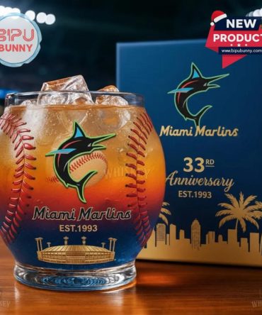Miami Marlins 33Rd Anniversary Whiskey Glass
