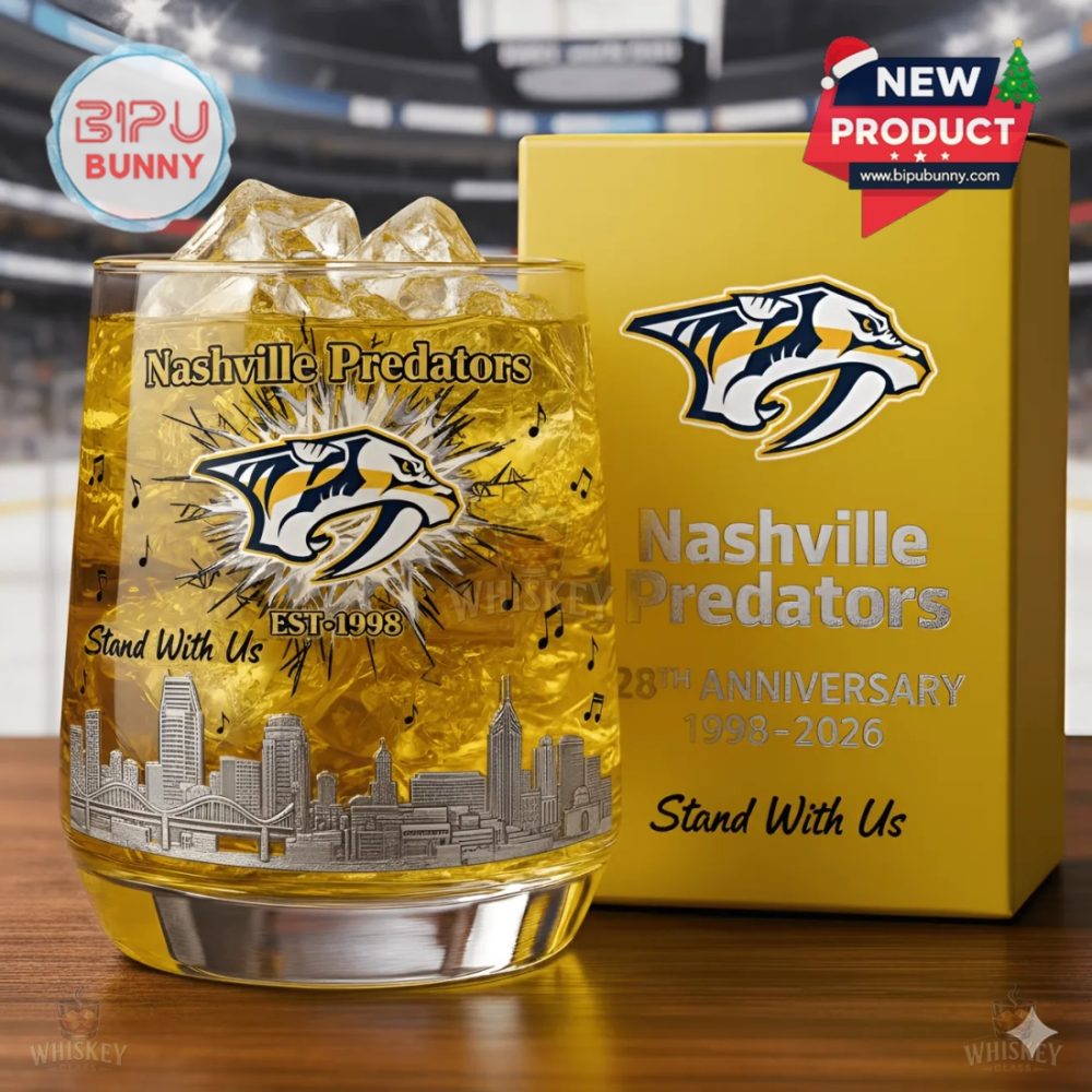 Nashville Predators 28Th Anniversary Whiskey Glass