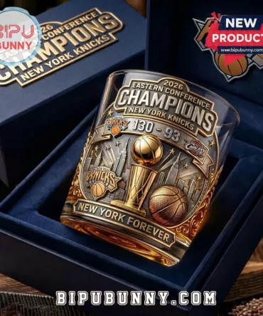 New York Knicks 2026 Eastern Conference Champions Embossed Whiskey Glass