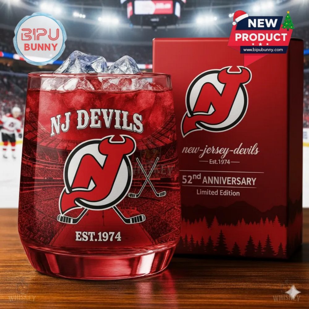 Nj Devils 52Nd Anniversary Whiskey Glass