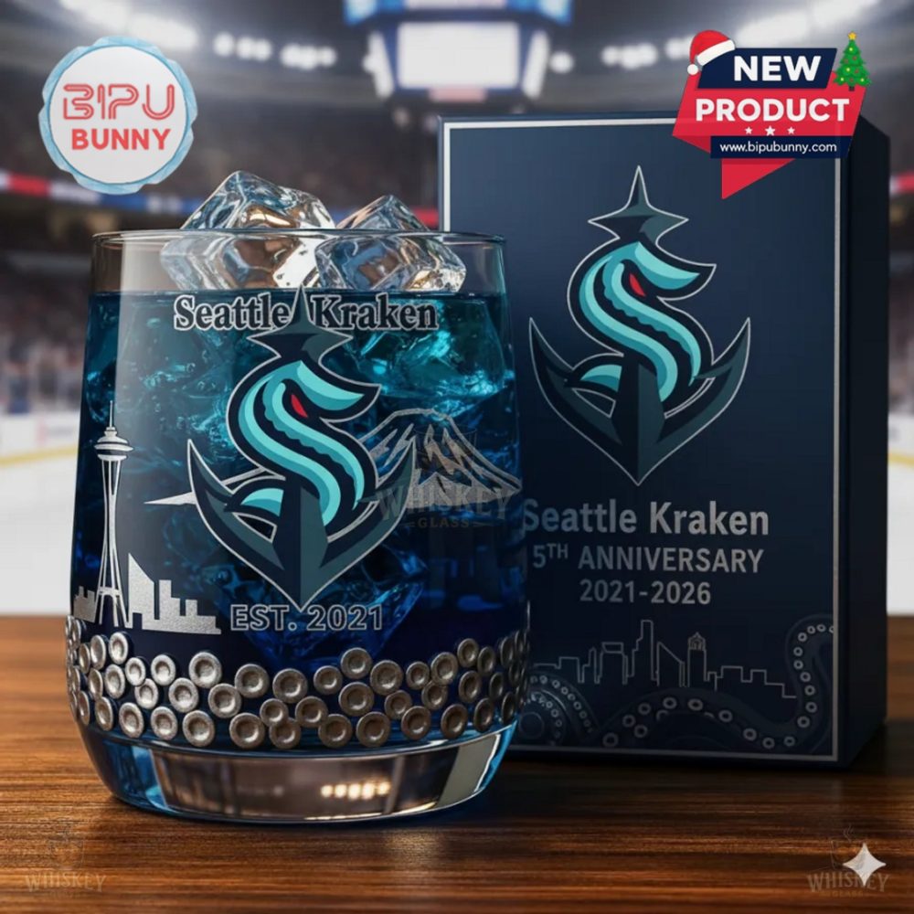 Seattle Kraken 5Th Anniversary Whiskey Glass