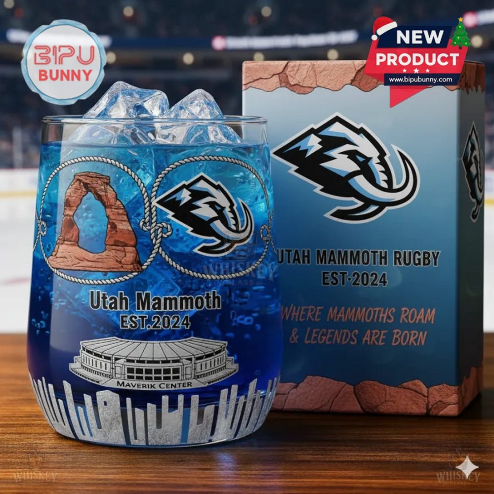 Utah Mammoth Rugby Whiskey Glass