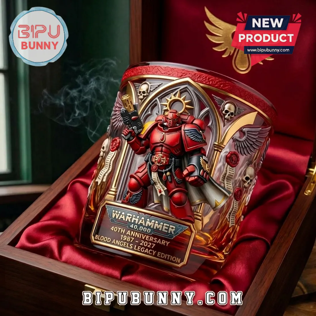 Warhammer 40000 Blood Angels 40Th Anniversary Sculpted Whiskey Glass