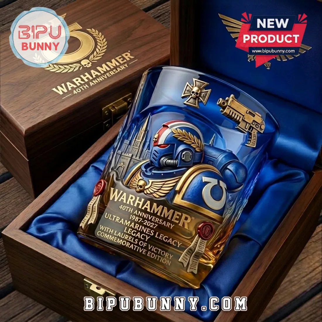 Warhammer 40K Ultramarines 40Th Anniversary Whiskey Glass
