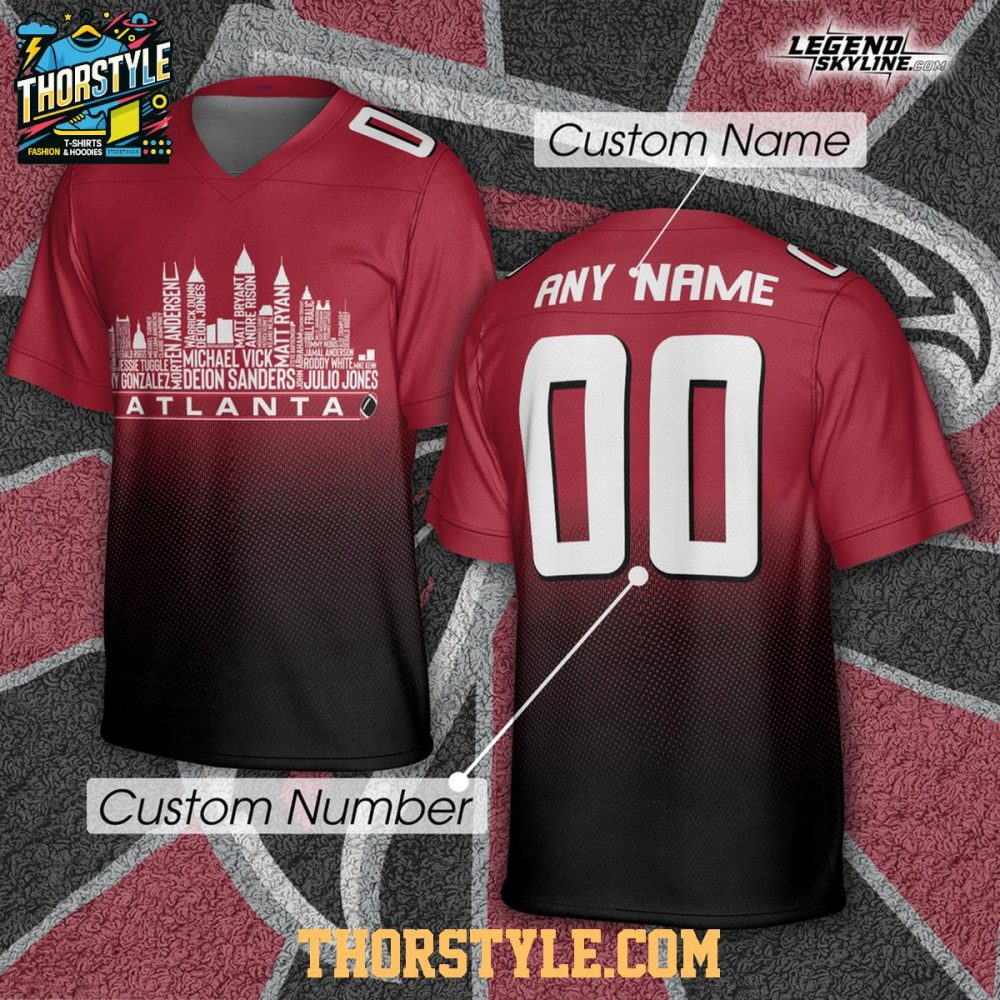 Atlanta Falcons City Skyline Legends Team Personalized Football Jersey