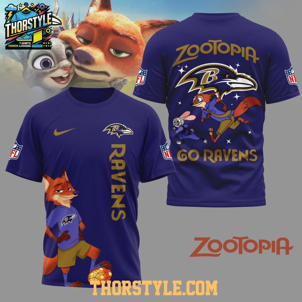 Baltimore Ravens Zootopia Nfl Crossover Christmas Hoodie T-Shirt