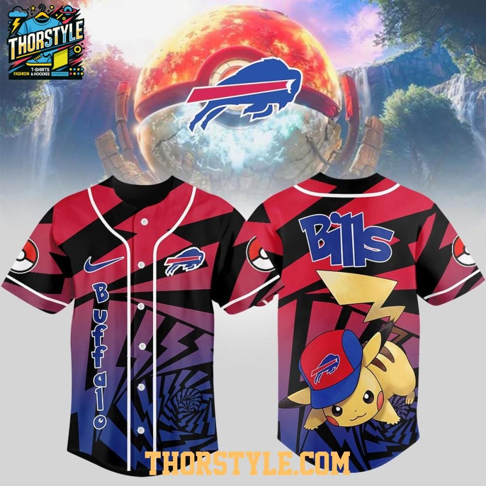 Buffalo Bills Pokemon Trainers Pikachu Fight Baseball Jersey