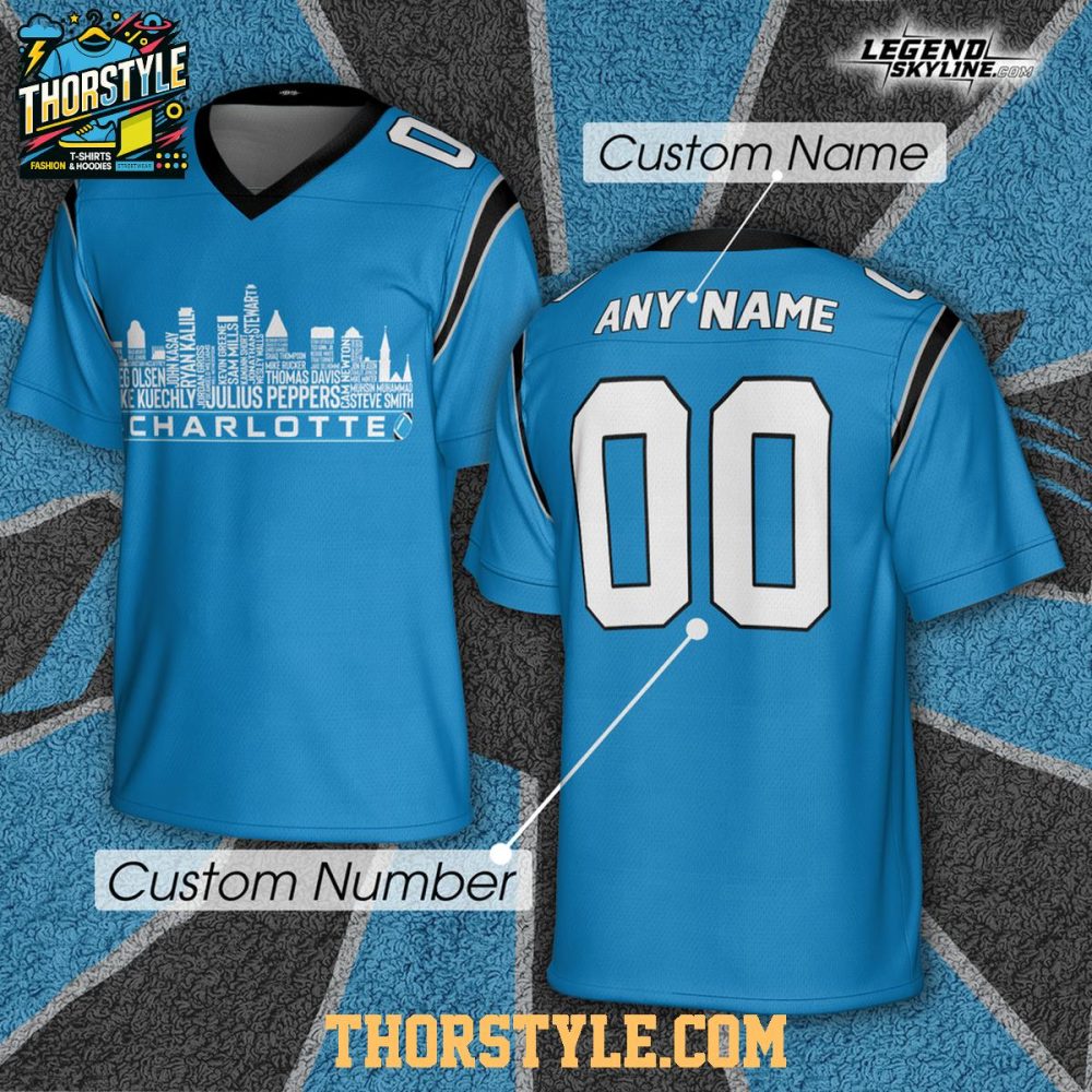 Carolina Panthers City Skyline Legends Team Personalized Football Jersey