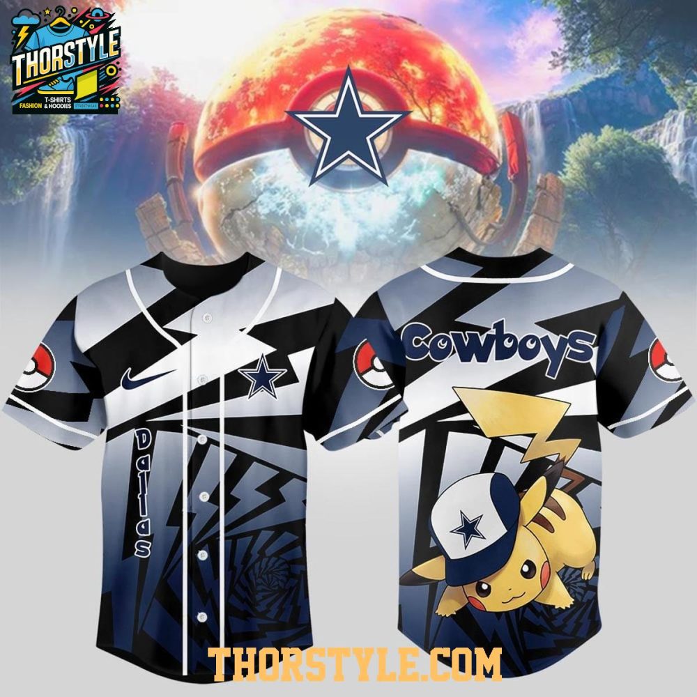 Dallas Cowboys Pokemon Trainers Pikachu Fight Baseball Jersey