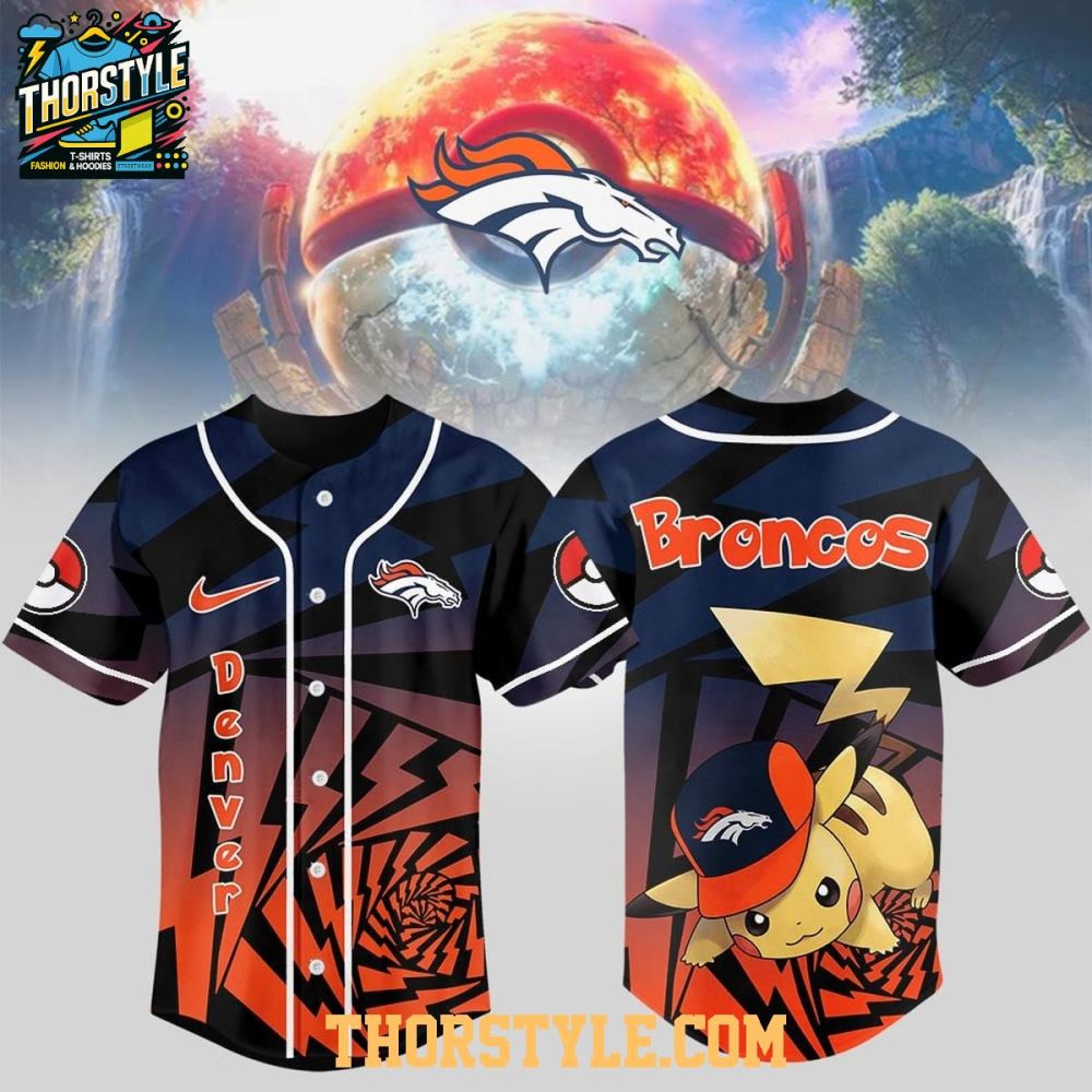 Denver Broncos Pokemon Trainers Pikachu Fight Baseball Jersey