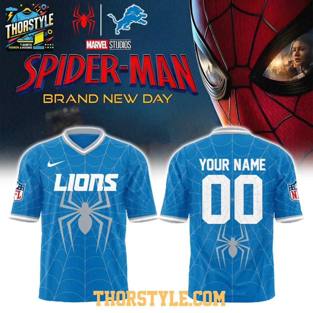 Detroit Lions Spider Man 2026 Brand New Day Personalized Football Jersey